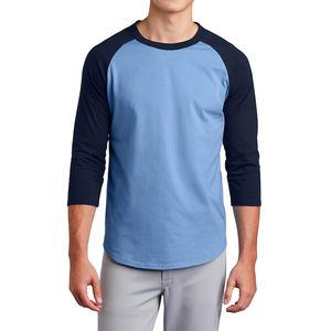 T-shirt de sport à manches 3/4, séchage rapide, 100 % polyester, col rond, style actuel, pour homme, baseball. - Product Image 1