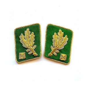 Wholesale Staff Patch Gorget <b>Collar</b> Hand Embroidered Braided With Brass Button Clip Custom Chrome Plated Fabric Pu Main Material - Product Image 4