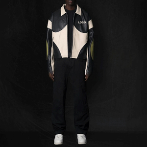 Veste en cuir PU pour homme avec logo brodé personnalisé, appliqué, streetwear, fermeture éclair, col en PU, dernier design - Product Image 4