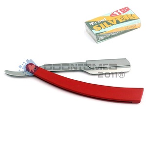 Rasoir de barbier manuel pliable OdontoMed 2011 avec manche et lame en acier inoxydable, rouge, à lame unique, pour hommes - Product Image 2