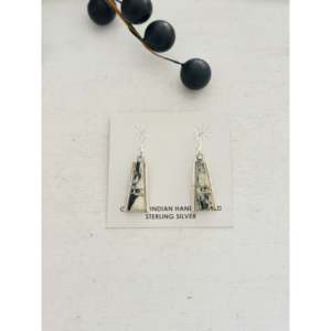Steve Francisco White Buffalo & Sterling <b>Silver</b> Geometric Drop <b>Earrings</b> with Inlay <b>Dangles</b> - Product Image 1