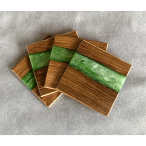 แผ่นรองแก้วดีไซน์สวยงาม ทำด้วยมือจากเรซิ่นและไม้เนื้อแข็ง ประดับด้วยเกล็ดทอง สำหรับตกแต่งบ้านและใช้ในบาร์ ราคาประหยัด - Product Image 3