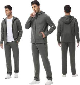 Survêtements de sport décontractés à manches longues en polyester avec fermeture éclair complète pour hommes - Product Image 4