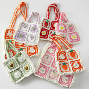 Crochet Pink Grape Fruit Tote Bag Children's <b>Handbag</b> with Cartoon Style Fashionable Accessory Shoulder Bag for Women - Product Image 1