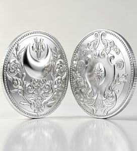 Pièce commémorative à motif floral en relief avec symbole de lune croissante et étoile, pièce de défi florale ornée Wicca, jeton de collection, cadeau - Product Image 1