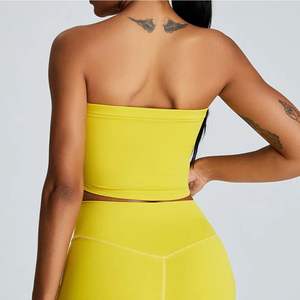 Strapless Sexy Sports Bra for Women Anti-Sweat Fitness Crop Top Breathable Yoga Bra Shockproof Gym Workout Top <b>Knee</b> Solid - Product Image 5