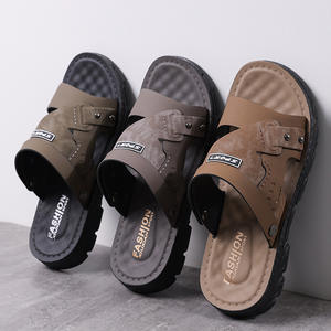 Sandales fermées en cuir véritable pour hommes, respirantes, décontractées, sportives, avec semelle extérieure en caoutchouc antidérapante, chaussures d'été pour hommes - Product Image 4