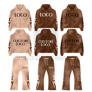 Vente en gros 430g 100% Coton Personnalisé 500gsm Fabricants Fermeture éclair Lavage à l'acide Impression araignée Surdimensionné logo Strass Noir - Product Image 6