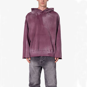 Custom Sun Faded Wash precio al por mayor de alta calidad 500gsm de peso pesado de gran tamaño en blanco de manga larga transpirable sudaderas con capucha - Product Image 4