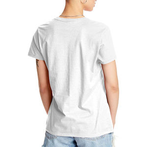 T-shirt en coton uni pour femme, col rond classique, manches courtes, vente en gros, vêtements basiques, fournisseur OEM, marque privée - Product Image 3