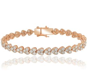 Bracelet tennis HEART en or blanc 14 carats, collier en diamant glacé VVS Lab CZ - Product Image 3