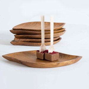 Présentoir alimentaire plats en bois assiettes en forme de feuille assiette en bois en forme de nature pour les repas à la maison et au restaurant - Product Image 3
