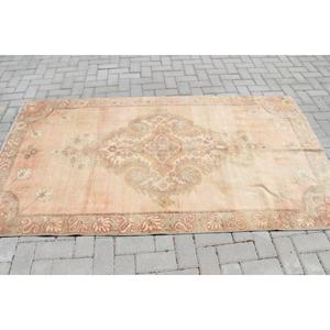 Turkish Area Rug 3.9x7.1 ft (120x215 cm), Vintage <b>Brown</b> Patchwork <b>Wool</b> Rug - Product Image 3