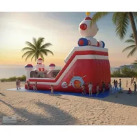 Toboggan gonflable géant 3D Clown pour extérieur, double piste, en PVC, équipement de terrain de jeux gonflable pour parc d'attractions