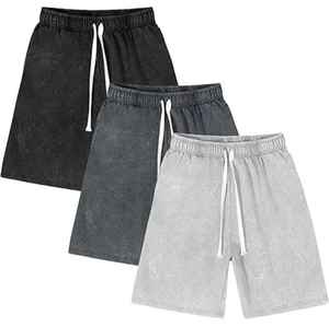 Shorts décontractés personnalisés en gros, écologiques, vintage, 260 g/m², 100 % coton, été, haute qualité, lavés à l'acide, unisexe, amples, pour hommes - Product Image 6