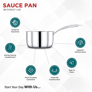 Ustensiles de cuisine en acier inoxydable poignée rivetée casserole sans couvercle conception Durable de qualité alimentaire facile à nettoyer exotique argent brillant - Product Image 3