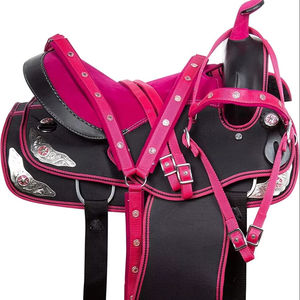 Sillín sintético occidental, sillín occidental mixto de alta calidad con tachuelas a juego, productos de Carreras de Caballos ingleses - Product Image 1