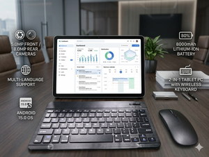 Tablet Aziendale da 10.1 Pollici <span class=keywords><strong>con</strong></span> Tastiera Wireless, Android 15, Octa Core, 4GB RAM, 128GB ROM, Chiamate Dual SIM per Lavoro d'Ufficio - Product Image 4