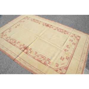 Turkish Rug, 5.7x8.5 ft Large Rug, Beige <b>Red</b> <b>Wool</b> Rug - Product Image 4