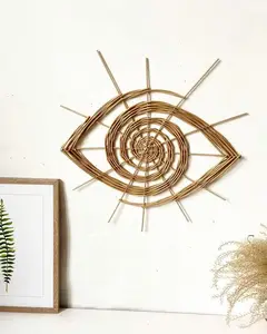Boho Style Eye wall decor hanging Rattan Evil eye wall hanging Wicker wall art Rustic Rattan Home accessories