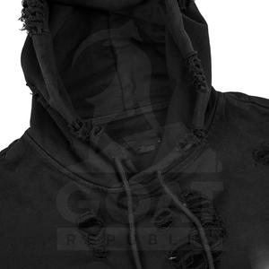 เสื้อฮู้ดดี้ผ้าฝ้าย 100% คุณภาพสูง สไตล์เรียบง่าย ย้อมสีพื้น ลุคดิสเทรส สตรีทแวร์ ระบายอากาศดี รับออกแบบตามสั่ง ขายส่ง - Product Image 3