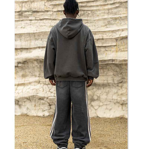 High Quality Custom logo Men's <b>Hoodie</b> Oversized Plus Size Splicing Vintage Long Sleeve Pullover <b>Hoodie</b> - Product Image 2