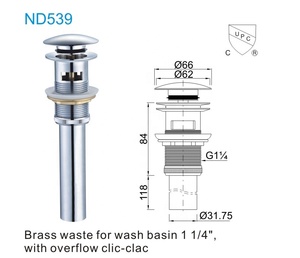 Brass lưu vực cống Pop Up chất thải cống với tràn Clic clac bồn rửa cống ống <span class=keywords><strong>kit</strong></span> Lọc - Product Image 2