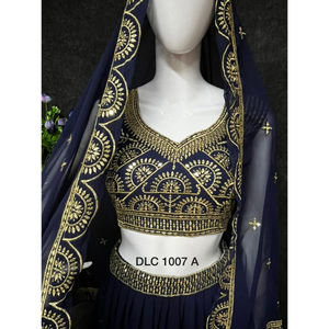 Precioso trabajo de bordado Georgette pesado Lehenga Choli con ropa de boda Dupatta de India para adultos - Product Image 1