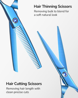 Ensemble de ciseaux de coiffure professionnels industriels pour bricolage, lames en acier inoxydable, poignées en plastique + TPR, pour hommes, femmes, animaux domestiques, maison, salon