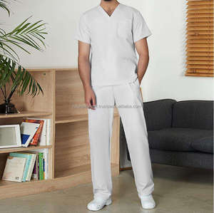 Vente en gros design uniforme d'hôpital gommage médical doux col en V spandex/polyester gommages d'hôpital d'été de médecin multi-poches - Product Image 5