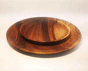 Assiettes à dîner en bois d'acacia de qualité naturelle et écologique, style classique, forme ronde, utilisation pour les fêtes, service de nourriture, artisanat Saniya - Product Image 3