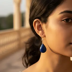 Pendientes de Plata 925 con Lágrima de Lapislázuli, Pendientes de Moda para Mujer - Product Image 1