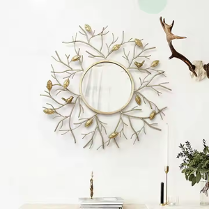 Espejo decorativo para colgar en la pared redondo de estilo moderno, Arte con pájaro, diseño de hierro personalizable, espejo de baño ecológico y duradero - Product Image 2