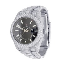 Montres mécaniques en acier inoxydable entièrement serties de diamants de moissanite, collection de luxe pour hommes, clarté VVS 1, tendance