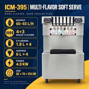 Machine à glace molle commerciale 7 saveurs 60-65L/H, machine à glace molle verticale en acier inoxydable 110V 220V ICM-395 - Product Image 3