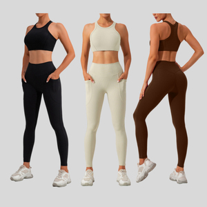 OEM personalizar logotipo de las mujeres de secado rápido con rosca ropa de yoga traje personalizado deportes belleza espalda cadera sexy gimnasio fitness conjuntos - Product Image 1