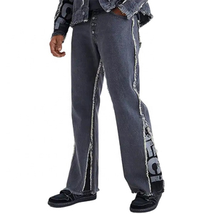 Unisex Custom Regular High Heavyweight <b>Trousers</b> Wide Leg Track Sweatpants Cotton Acid Wash Sun Fade Painted Straight <b>Flare</b> High - Product Image 1