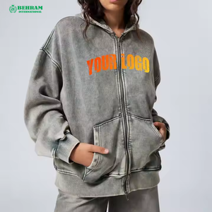 Sweat à capuche zippé unisexe coupe classique, personnalisable en gros, 100% coton molletonné/éponge française, séchage rapide - Product Image 6