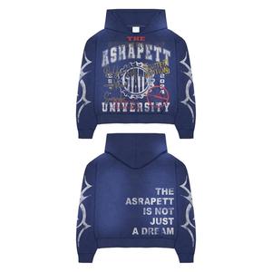 Sudadera con capucha de gran tamaño de algodón de alta calidad para hombre, parche bordado personalizado con diamantes de imitación, ropa de calle, Zip Pull para otoño - Product Image 1