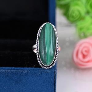 Bijoux pour femmes Bague en argent style bohème Bijoux en argent sterling 925 Malachite Gemstone Tendance Bague faite main Cadeau pour l'amour - Product Image 4
