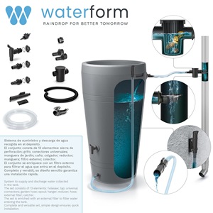 Serbatoio per Acqua Piovana in Plastica Liscia da 210L Colore Antracite 75,3 (Lunghezza) x 75,3 (Larghezza) x 86,5 (Altezza) cm + Accessorio icanset7 - Product Image 4