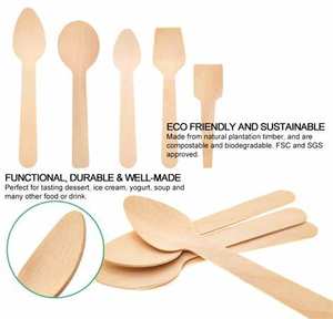 Cuillère en bois biodégradable durable-Couverts jetables pour camping et repas écologiques - Product Image 2