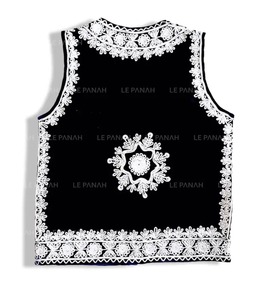 Gilet afghan noir pour homme avec broderie de style antique parfait pour les mariés et le style d'événements culturels - Product Image 6