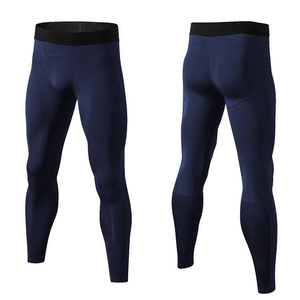 Leggings de compression longs pour hommes, couleur rouge unie, en Spandex et Nylon, taille élastique - Product Image 2