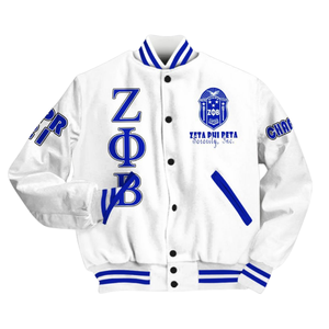 Zeta Phi Beta 1920 Sororité ZPB Fondateurs Bleu Blanc Varsity Letterman Veste Vie Grecque Chenille Patch Edition - Product Image 4