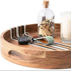 Juego de Bandejas de Servir de Madera Art Deco de Lujo, Hechas a Mano, de Madera Maciza, Bandeja para Sala de Estar, Calidad Premium, Venta al por Mayor para Ramadán - Product Image 1