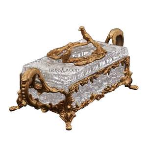 Caja de pañuelos de latón antiguo de lujo con elegantes detalles decorativos hechos a mano en un diseño clásico para una elegante decoración del hogar y la Oficina - Product Image 3