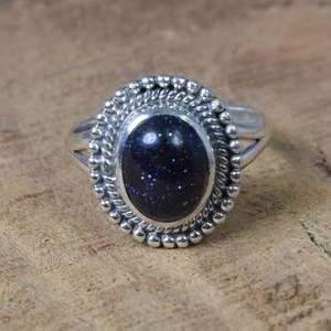 Oval Blue Sunstone Ring 925 Sterling <b>Silver</b> Handmade Gemstone Jewelry Women Fashion Statement Ring Gift - Product Image 6