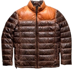 Blouson matelassé en cuir personnalisé pour homme, tendance 2025, avec col montant, coupe-vent et fermeture éclair, idéal pour l'hiver - Product Image 1