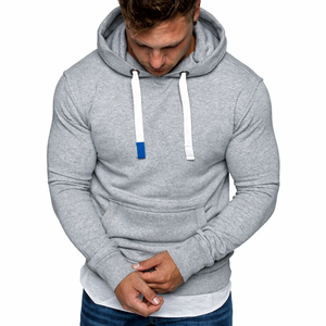 Sweat-shirt pour homme à col cheminée, design original, fermeture éclair asymétrique, boutonnière, double cordon de serrage, coupe ajustée, décontracté - Product Image 1